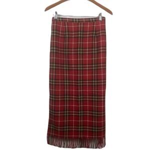 Requirements Vintage Plaid Red Holiday Wool MIDI Skirt 8P